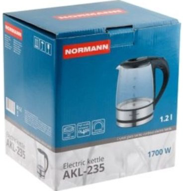 Электрочайник Normann AKL-235 серебристый, черный купить,NaN