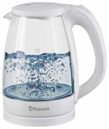 Электрочайник Сакура SA-2733W белый, прозрачный