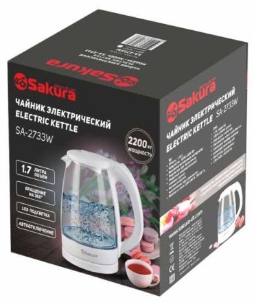 Электрочайник Сакура SA-2733W белый, прозрачный