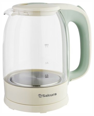 Электрочайник Sakura SA-2740GR зеленый, бежевый