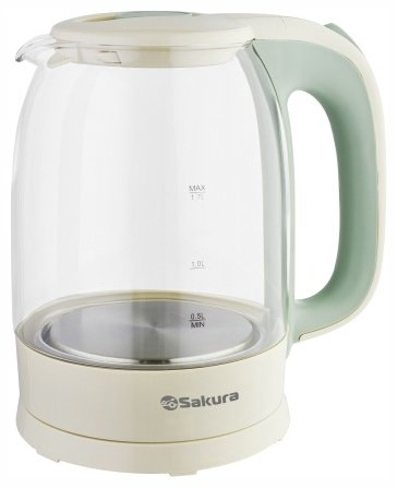 Электрочайник Sakura SA-2740GR зеленый, бежевый