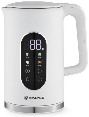 Электрочайник BRAYER 6107BR-WH белый купить,NaN