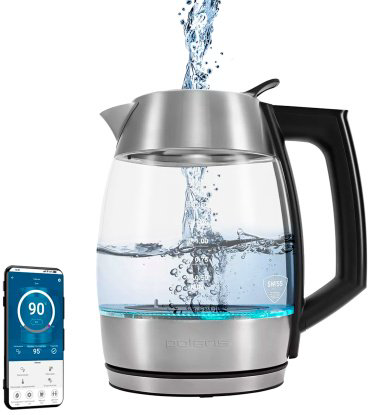 Электрочайник Polaris PWK-1841CGLD WIFI IQ Home серебристый, прозрачный