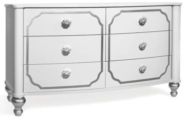 СлонимМебель Вена Комод Белое/Серебро, 156.7x50x87 см, белый, серебряный купить,0