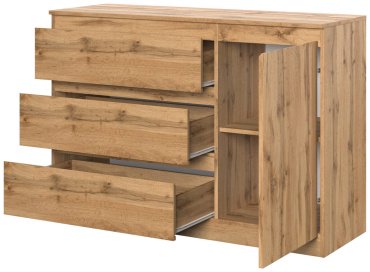 Комод Dominika комод Т-7 3-я-1д , Дуб Вотан, 123.2x44.3x85.7 см, коричневый - ForteMarket Комод Dominika комод Т-7 3-я-1д , Дуб Вотан, 123.2x44.3x85.7 см, коричневый купить,0