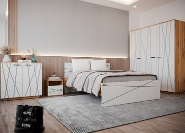 Гарнитур Мебель Азии Алиса Лайн 180 3КЛП, сп. место 180х200 см однотонный, дуб вотан