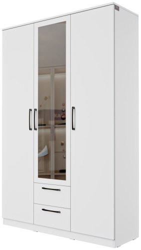 Распашной шкаф Мебель Азии Вирджиния с зеркалом, 135.2x205х45 см, белый