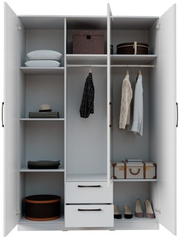 Распашной шкаф Мебель Азии Вирджиния с зеркалом, 135.2x205х45 см, белый купить,0