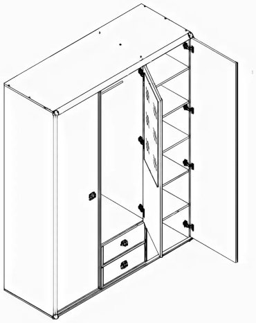 Распашной шкаф BRW ИнJSZF3D2S/150, 150x195.5х57 см, белый купить,NaN
