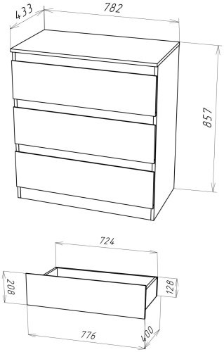 НК Мебель STERN комод Т-3(16 мм) 3-я, 78x43x85 см, белый купить,NaN