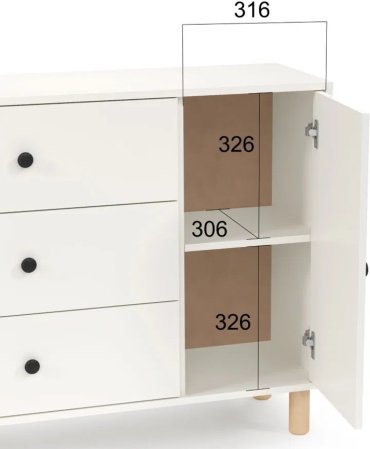 Комод Мебель Азии Норд, 103.2x35x82 см, белый купить,NaN