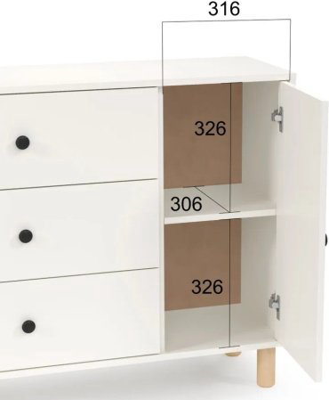 Комод Мебель Азии Норд, 103.2x35x82 см, белый купить,NaN