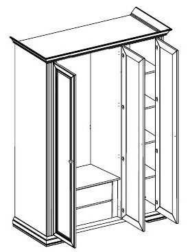 Распашной шкаф Гербор Вайт 3D2S, 176x221х63.5 см, белый - ForteMarket Распашной шкаф Гербор Вайт 3D2S, 176x221х63.5 см, белый купить,0