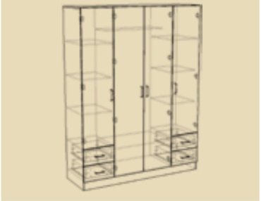 Шкаф распашной Гранд Атлант 4Д 160x215х50см коричнево-бежевый купить,NaN