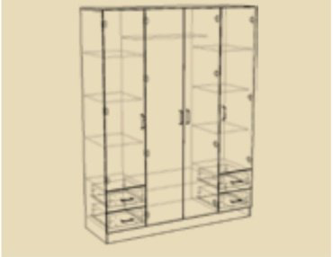 Шкаф распашной Гранд Атлант 4Д 160x215х50см коричнево-бежевый купить,NaN