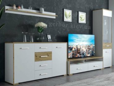 Комод Гербор Бука КОМ2D4S, 153x40x87 см, белый, коричневый - ForteMarket Комод Гербор Бука КОМ2D4S, 153x40x87 см, белый, коричневый купить,0