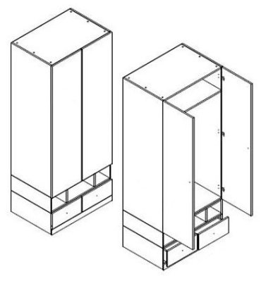 Распашной шкаф Гербор Моби SZF2D2S, 80x195х55 см, белый, желтый - ForteMarket Распашной шкаф Гербор Моби SZF2D2S, 80x195х55 см, белый, желтый купить,0