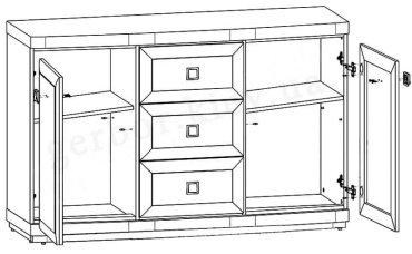 Комод Гербор KOM2D3S 136.5x43.5x87см бежевый купить,NaN