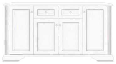 Комод Гербор 178.5x45x93.5 см, ЛДСП, МДФ, Вайт 4D2S Серебряная