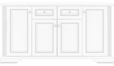 Комод Гербор 178.5x45x93.5 см, ЛДСП, МДФ, Вайт 4D2S - серебряная