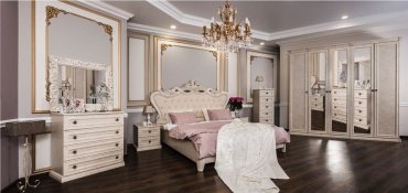 Спальная гарнитура ЭРА Мебель Афина 5Д 180x200 см кремовая купить,NaN