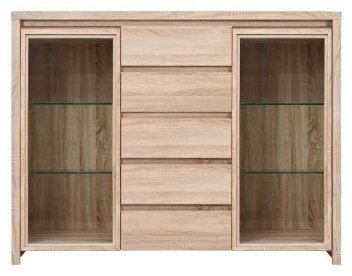 Комод BRW Каспиан KOM2W5S 143.5x40.5x112.5 см, ЛДСП, стекло