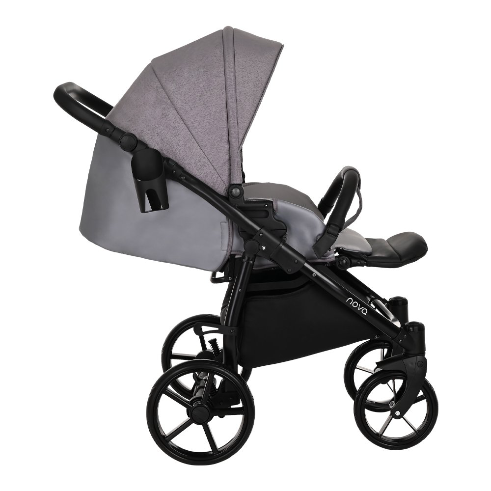 Коляска 2в1 Tutis Novo Кожа Grey Metalic/Grey Reflective Print купить,NaN