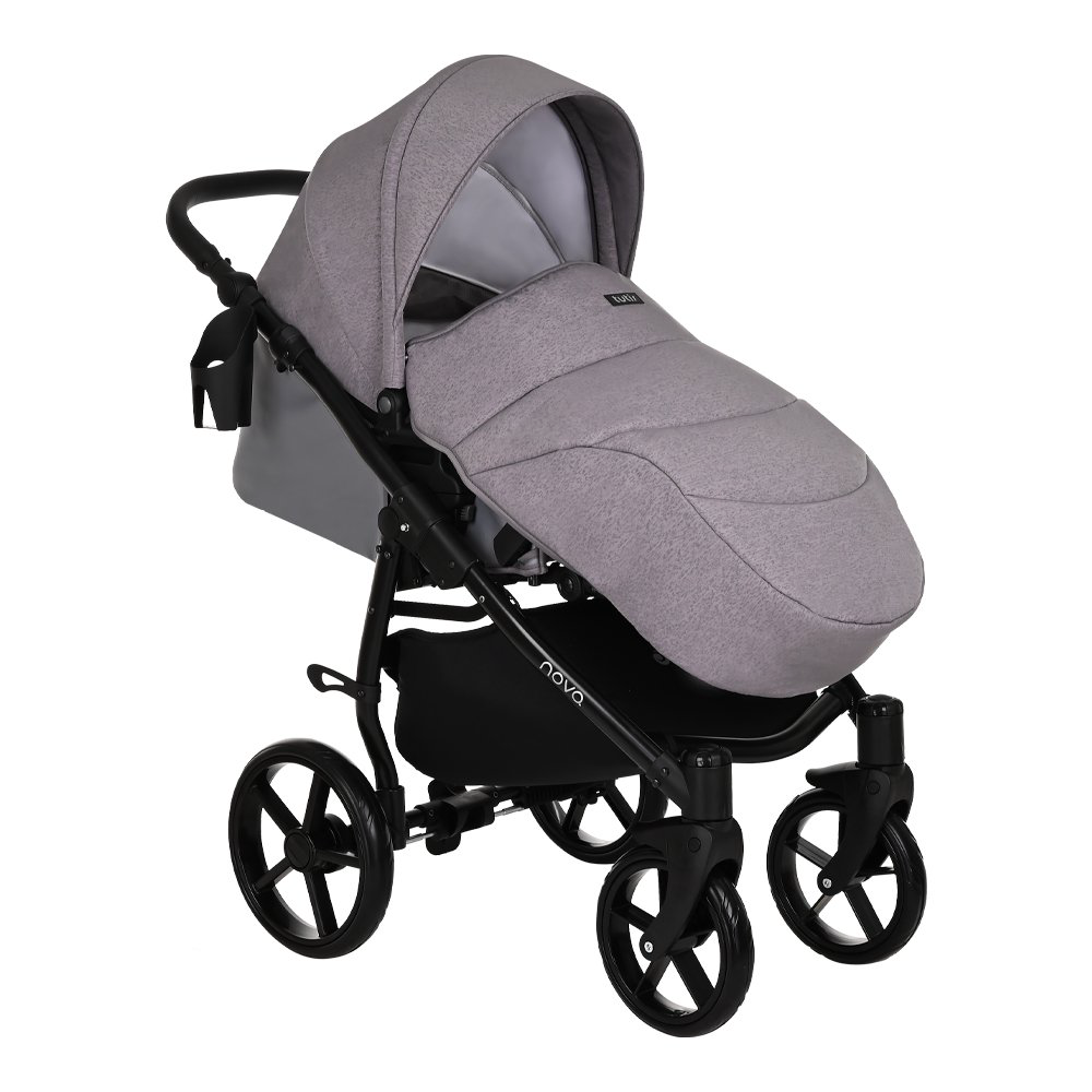 Коляска 2в1 Tutis Novo Кожа Grey Metalic/Grey Reflective Print купить,NaN