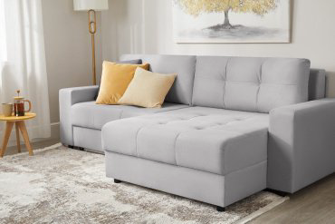 Мебель Азии диван угловой Манчестер-2У, обивка велюр, 85х238х144 см, светло серый купить,NaN