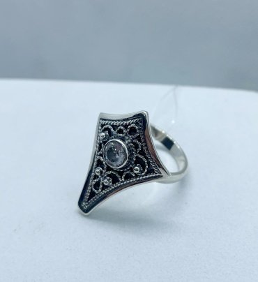 Кольцо Кристалл-L К-25-60_17.5 размер 17.5 вес 5 г серебро, фианит купить,NaN
