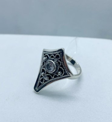Кольцо Кристалл-L К-25-60_17.5 размер 17.5 вес 5 г серебро, фианит купить,NaN
