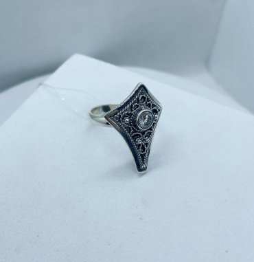 Кольцо Кристалл-L К-25-60_17.5 размер 17.5 вес 5 г серебро, фианит купить,NaN