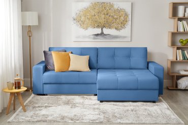 Мебель Азии Манчестер 292 , обивка велюр, 85x238x144, синий купить,NaN