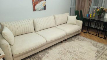 Диван прямой Манокко, обивка велюр, 90х320х90 см, белый купить,NaN