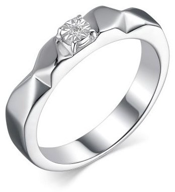 Кольцо АЛЬКОР 01-2100_000Б-00_17.0 размер 17 вес 2.7 г серебро, бриллиант купить,NaN
