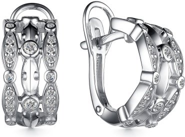 Серьги АЛЬКОР 02-3936_00КЦ-00 вес 4.9 г серебро, фианит купить,NaN