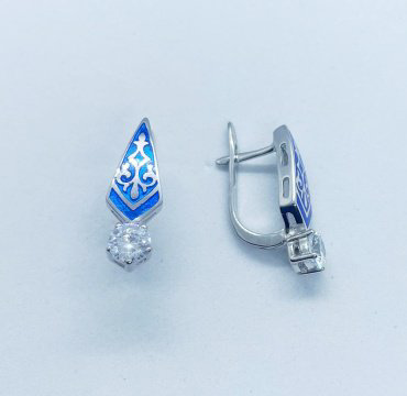 Серьги Кристалл-L С-25-12/2_син вес 5 г серебро, эмаль, фианит купить,NaN
