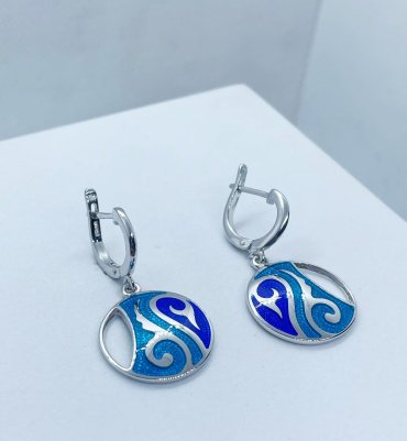 Серьги Кристалл-L С-05-28_гол вес 7 г серебро, эмаль купить,NaN