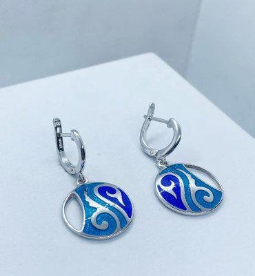 Серьги Кристалл-L С-05-28_гол вес 7 г серебро, эмаль купить,NaN