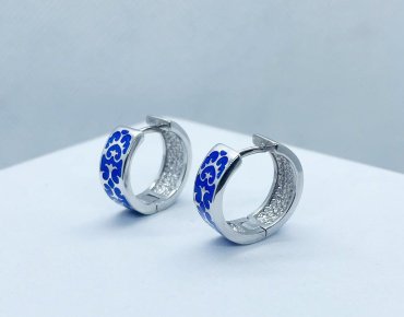 Серьги Кристалл-L С-05-33/1_син вес 7 г серебро, эмаль купить,NaN