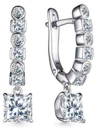 Серьги АЛЬКОР 02-3864_00КЦ-00 вес 4.3 г серебро, фианит купить,NaN