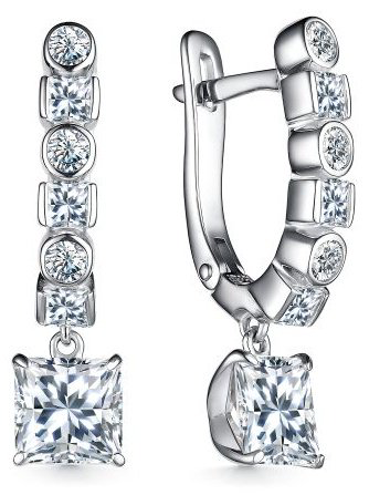 Серьги АЛЬКОР 02-3864_00КЦ-00 вес 4.3 г серебро, фианит купить,NaN