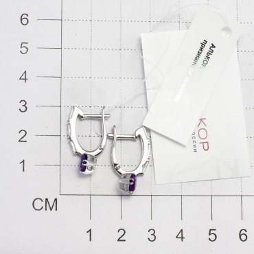 Серьги АЛЬКОР 02-3379_00АМ-00 вес 3.6 г серебро, аметист, фианит купить,NaN