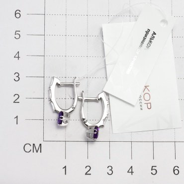 Серьги АЛЬКОР 02-3379_00АМ-00 вес 3.6 г серебро, аметист, фианит купить,NaN