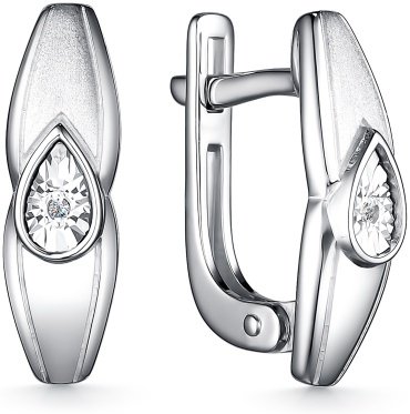 Серьги АЛЬКОР 02-3990_000Б-00 вес 2.5 г серебро, бриллиант купить,NaN