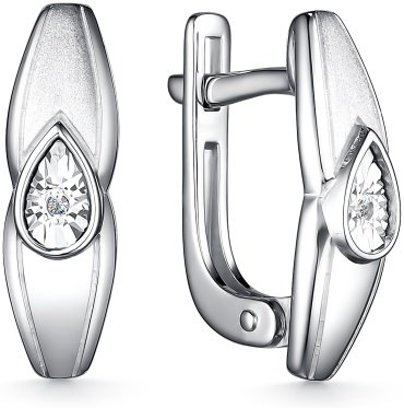 Серьги АЛЬКОР 02-3990_000Б-00 вес 2.5 г серебро, бриллиант купить,NaN