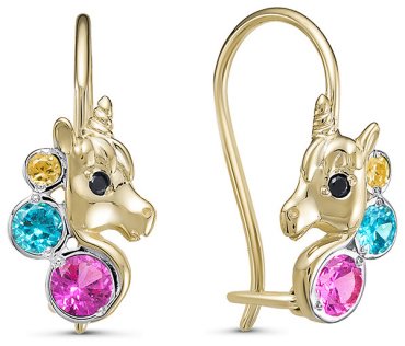 Серьги КЮЗ Дельта л1203737 вес 1.5 г золото, фианит, корунд купить,NaN