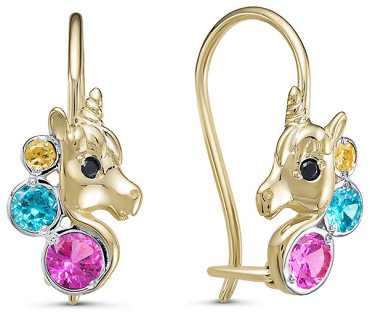 Серьги КЮЗ Дельта л1203737 вес 1.5 г золото, фианит, корунд купить,NaN