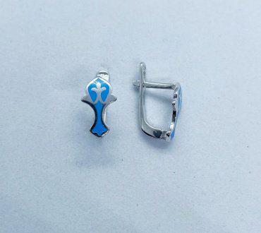 Серьги Кристалл-L С-04_узор_гол вес 1.5 г серебро, эмаль купить,NaN