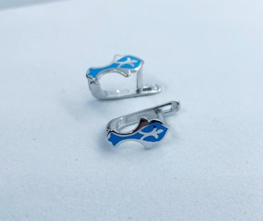 Серьги Кристалл-L С-04_узор_гол вес 1.5 г серебро, эмаль купить,NaN